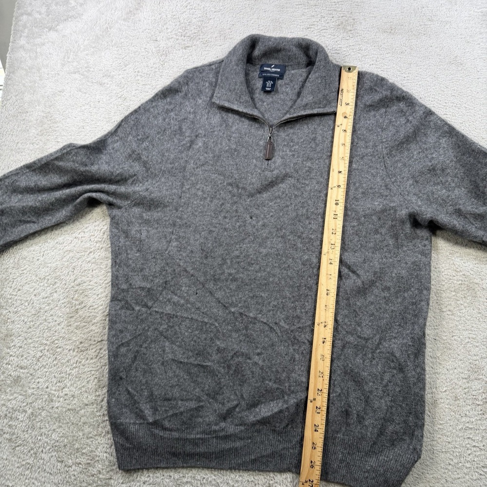 Daniel Hechter Sweater Mens XL Grey 100% 2 Ply Cashmere 1/4 Zip Pullover Soft - Picture 5 of 7